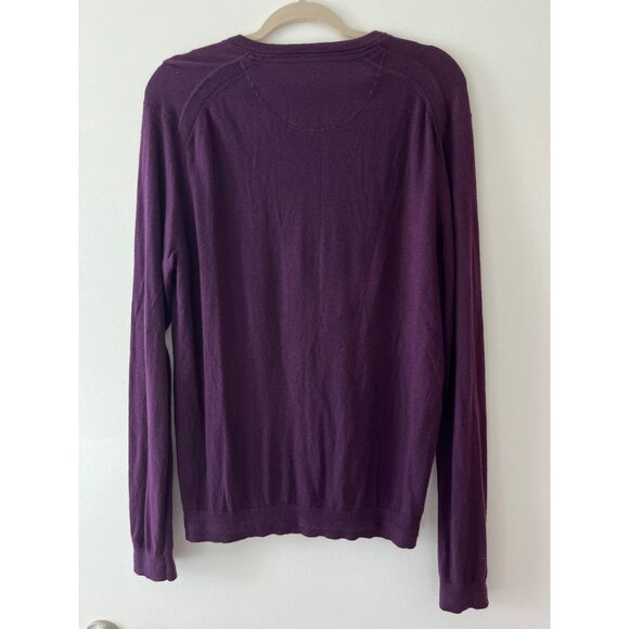 Ted Baker Dark Purple Men's V-Neck Knit Sweater Wool Cashmere SIlk Blend Size 6 - Picture 6 of 7